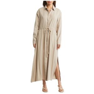 Nordstrom Long Sleeve Drawstring Waist Shirtdress Tan Size Large